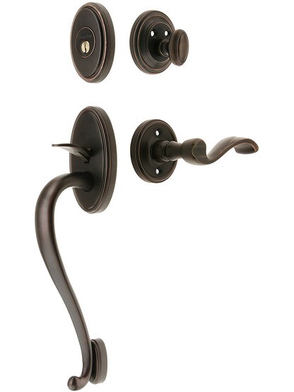 Georgetown Entry Lock Set in Oil-Rubbed Bronze Finish with Left-Handed Portofino Lever and